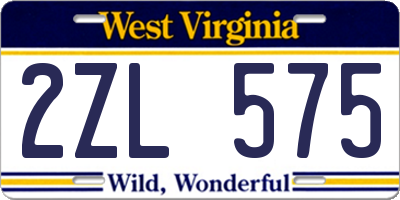 WV license plate 2ZL575