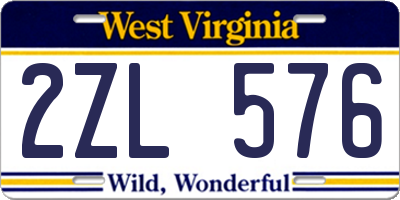 WV license plate 2ZL576