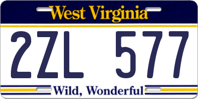 WV license plate 2ZL577