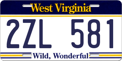 WV license plate 2ZL581