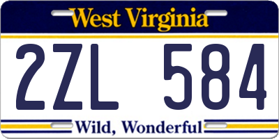 WV license plate 2ZL584