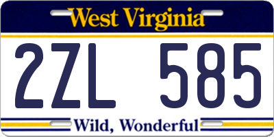 WV license plate 2ZL585