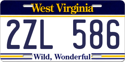 WV license plate 2ZL586