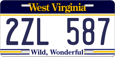 WV license plate 2ZL587