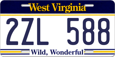 WV license plate 2ZL588