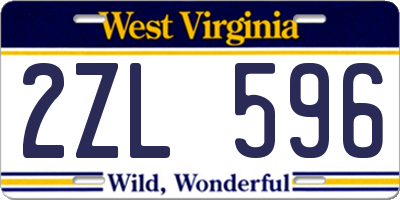 WV license plate 2ZL596
