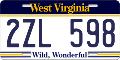 WV license plate 2ZL598