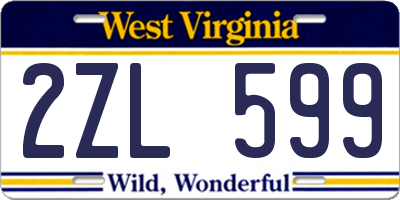 WV license plate 2ZL599