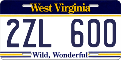 WV license plate 2ZL600