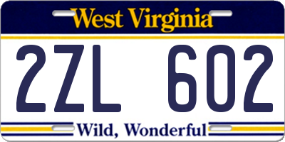 WV license plate 2ZL602