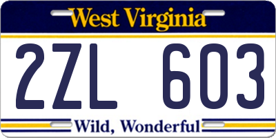 WV license plate 2ZL603