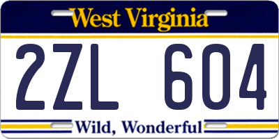 WV license plate 2ZL604