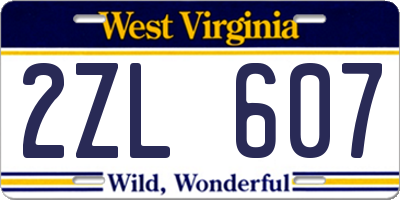 WV license plate 2ZL607