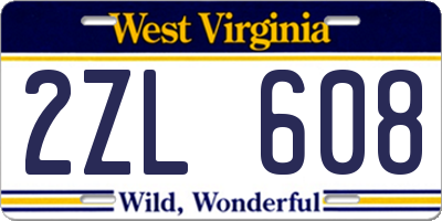 WV license plate 2ZL608