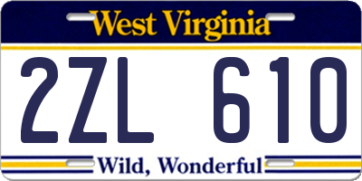 WV license plate 2ZL610