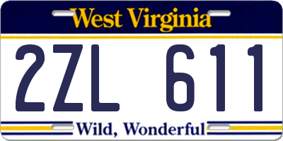 WV license plate 2ZL611