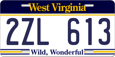 WV license plate 2ZL613