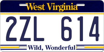 WV license plate 2ZL614