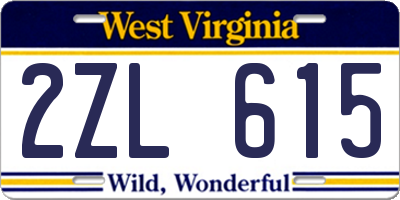 WV license plate 2ZL615