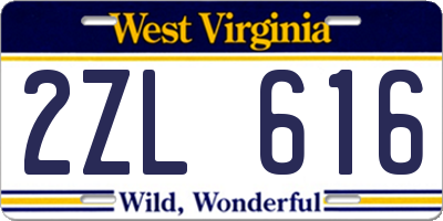 WV license plate 2ZL616