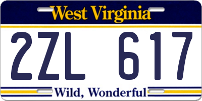 WV license plate 2ZL617