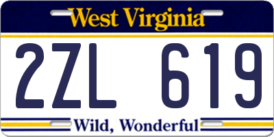 WV license plate 2ZL619