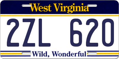 WV license plate 2ZL620