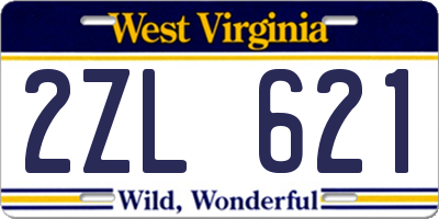 WV license plate 2ZL621