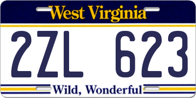 WV license plate 2ZL623