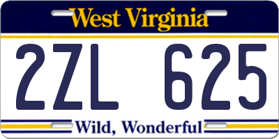 WV license plate 2ZL625
