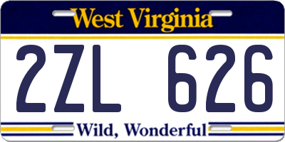 WV license plate 2ZL626