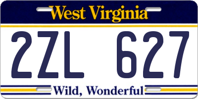 WV license plate 2ZL627