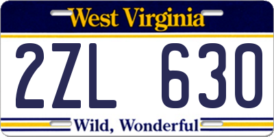 WV license plate 2ZL630