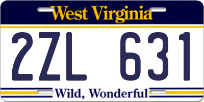 WV license plate 2ZL631