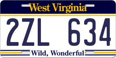 WV license plate 2ZL634