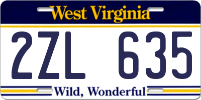 WV license plate 2ZL635