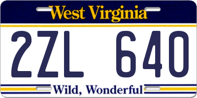 WV license plate 2ZL640