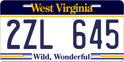 WV license plate 2ZL645