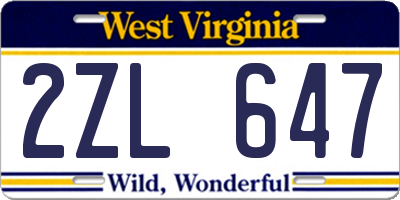 WV license plate 2ZL647