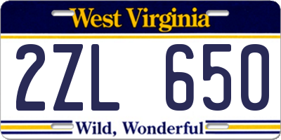 WV license plate 2ZL650