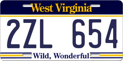 WV license plate 2ZL654