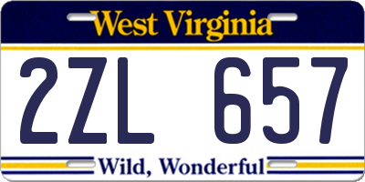 WV license plate 2ZL657