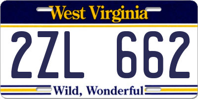 WV license plate 2ZL662