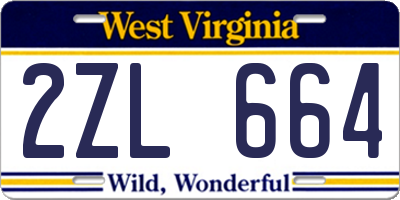 WV license plate 2ZL664