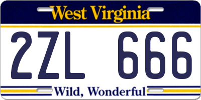 WV license plate 2ZL666