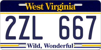 WV license plate 2ZL667