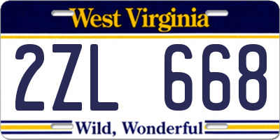 WV license plate 2ZL668