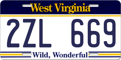 WV license plate 2ZL669