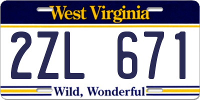 WV license plate 2ZL671