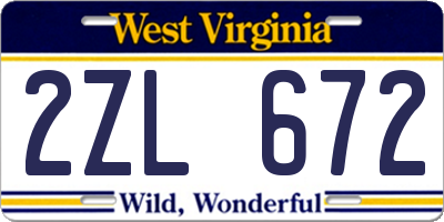 WV license plate 2ZL672
